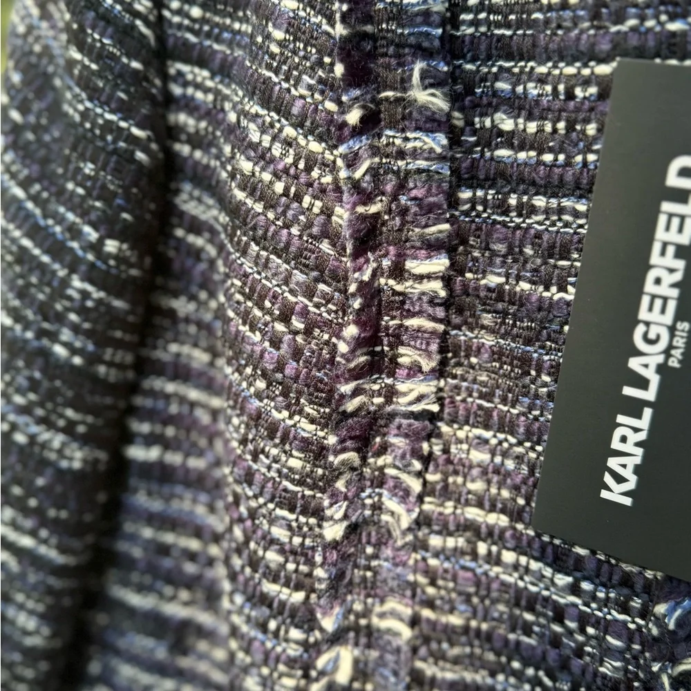 Karl Lagerfeld Navy Tweed Blazer - Picture 3 of 15